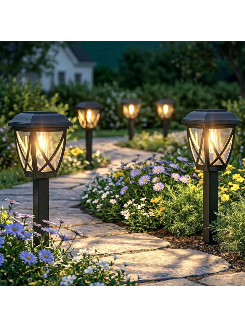 10 Pack Solar Pathway Lights Outdoor - Warm White 3000K LED Garden Lighting